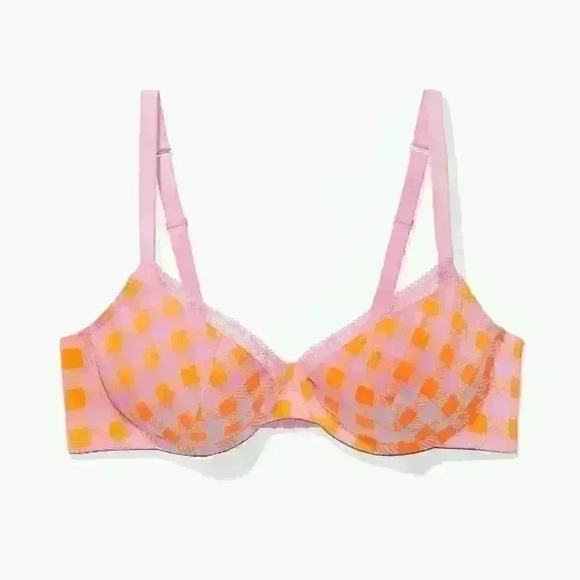 😍 NWT 😍 Savage x Fenty Gingham Remix Unlined Plunge Bra, Size 32DDD - Picture 1 of 6